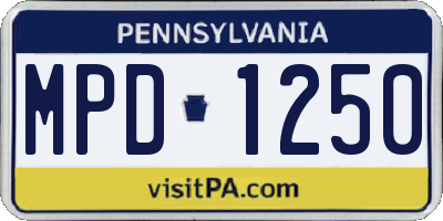 PA license plate MPD1250