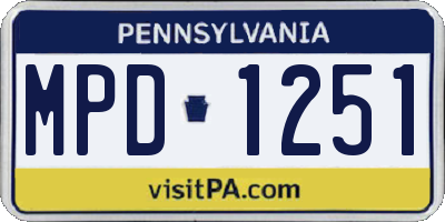 PA license plate MPD1251