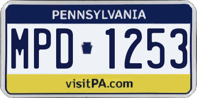 PA license plate MPD1253