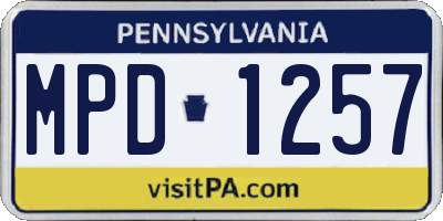 PA license plate MPD1257