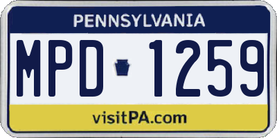 PA license plate MPD1259
