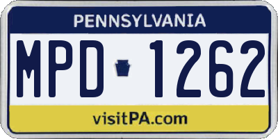 PA license plate MPD1262