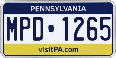 PA license plate MPD1265