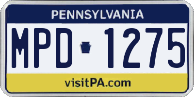 PA license plate MPD1275