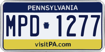 PA license plate MPD1277