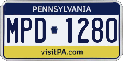 PA license plate MPD1280