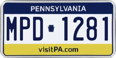 PA license plate MPD1281