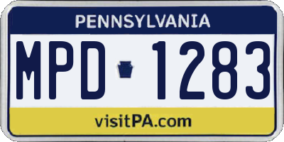 PA license plate MPD1283