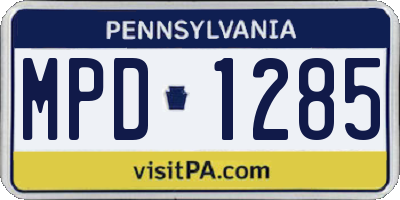 PA license plate MPD1285