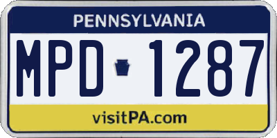 PA license plate MPD1287