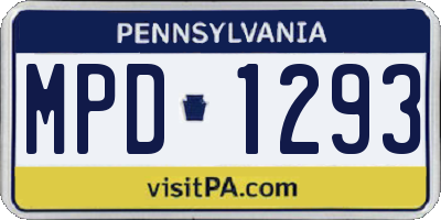 PA license plate MPD1293