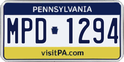 PA license plate MPD1294