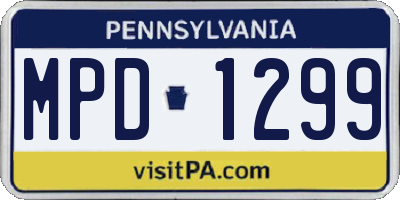 PA license plate MPD1299