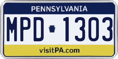 PA license plate MPD1303