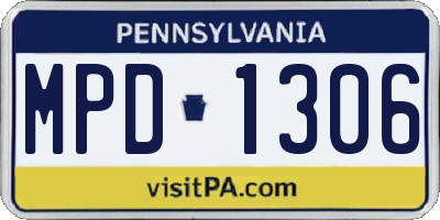 PA license plate MPD1306