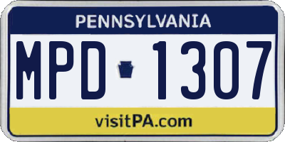 PA license plate MPD1307