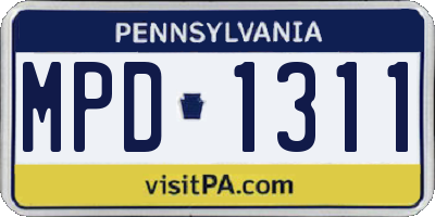 PA license plate MPD1311
