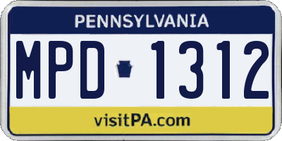 PA license plate MPD1312