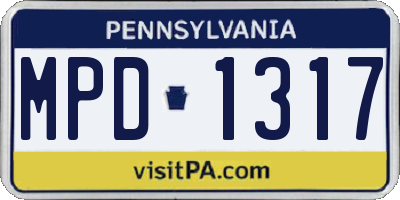 PA license plate MPD1317