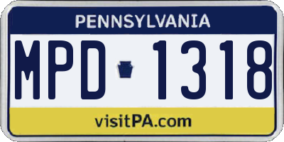 PA license plate MPD1318