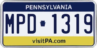 PA license plate MPD1319