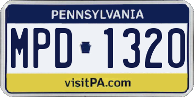 PA license plate MPD1320