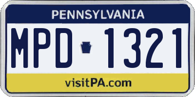 PA license plate MPD1321