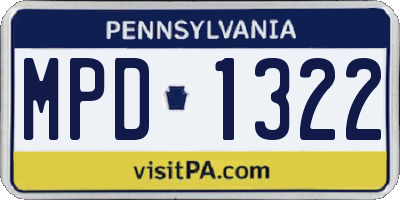PA license plate MPD1322