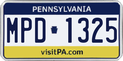 PA license plate MPD1325