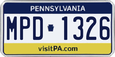 PA license plate MPD1326