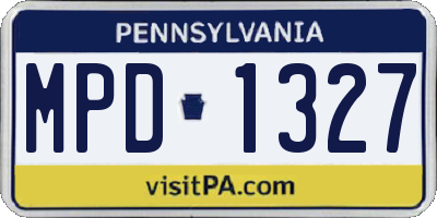 PA license plate MPD1327