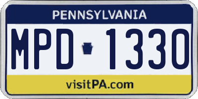 PA license plate MPD1330