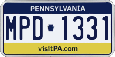 PA license plate MPD1331