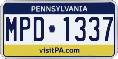PA license plate MPD1337