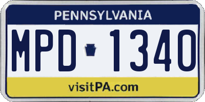 PA license plate MPD1340