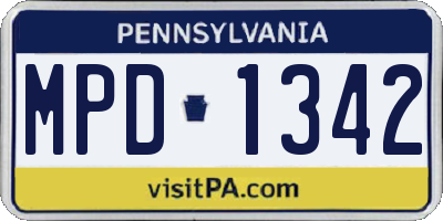 PA license plate MPD1342
