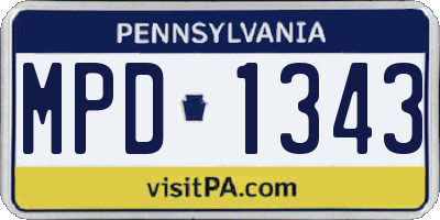 PA license plate MPD1343