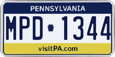 PA license plate MPD1344