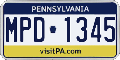 PA license plate MPD1345