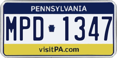 PA license plate MPD1347