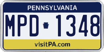 PA license plate MPD1348