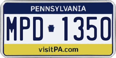 PA license plate MPD1350