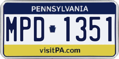PA license plate MPD1351
