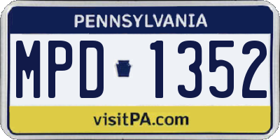 PA license plate MPD1352