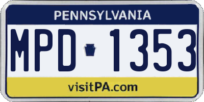 PA license plate MPD1353