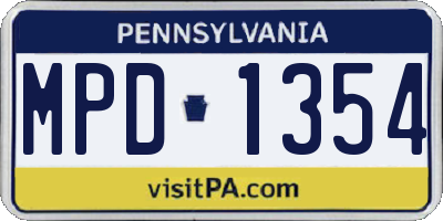 PA license plate MPD1354