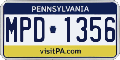 PA license plate MPD1356