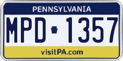 PA license plate MPD1357