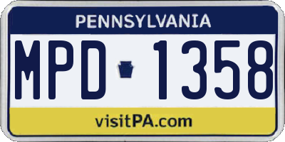PA license plate MPD1358