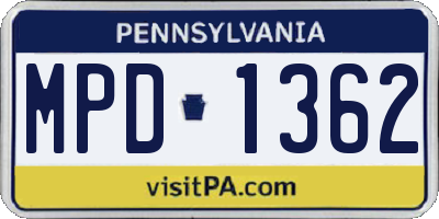PA license plate MPD1362